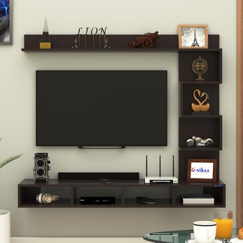 Image of Anikaa Laura Engineered Wood Wall Mount TV Unit /TV Stand /TV Cabinet /TV Entertainment Unit /Set Top Box Stand (Ideal for 43 Inch) (D.I.Y) (Wenge)