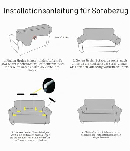 TIANSHU Sesselbezüge,Spandex Sofabezug Stretch Couchbezug Elastischer Antirutsch Stretchhusse Weich Stoff,Jacquard-Stretch-Sofabezug… – Ansicht 6