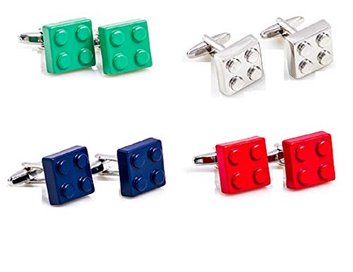 MRCUFF Building Blocks 4 Pairs Cufflinks in a Presentation Gift Box & Polishing Cloth