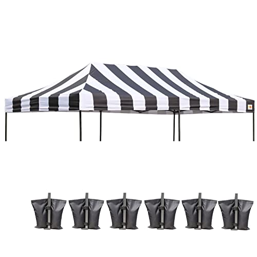 Image of ABCCANOPY Replacement Canopy Top for Pop Up Canopy Tent 10x20 Black Stripe