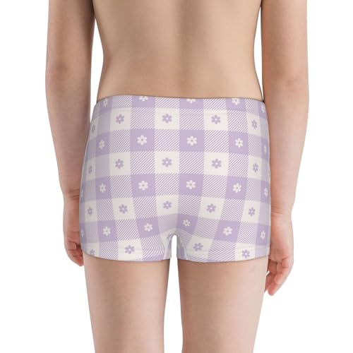 Boys' Cotton Boxer Brief Soft Underwear-Floral Purple Buffalo Plaid3