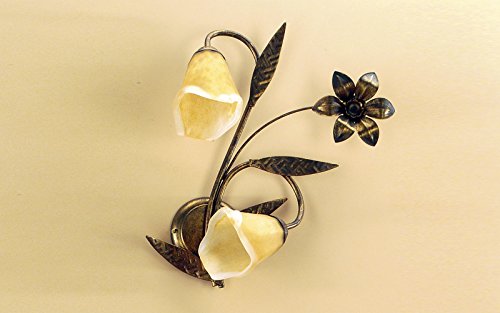 Applique murale 2 bras en métal marron et finitions dorées de luxe