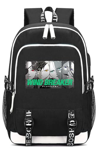 Anime Wind Breaker Backpack Rucksack Daypack Laptop Bag Schoolbag School Bag with USB port 1
