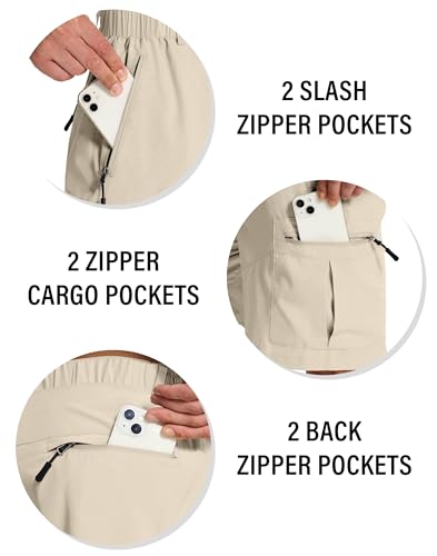 Mens Hiking Cargo Shorts with 6 Zipper Pockets 9" Quick-Dry Lightweight Short for Golf Casual Fishing3