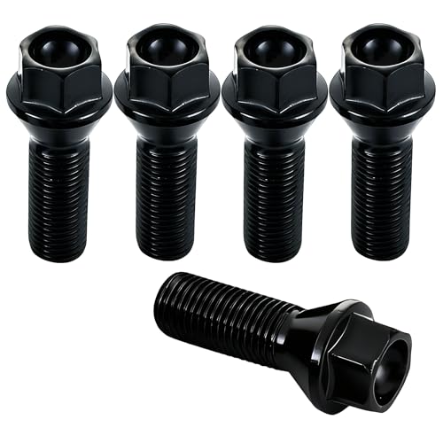 ERMWALR 5 pernos de rueda M14x1.25 para BMW Serie 1, Serie 2, Serie 3, Serie 4, Serie 5, Serie 6, Serie X1, X3, I3, I8, Tuercas cónicas, 60°HEX 17 mm, 36136781151