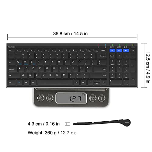 Arteck HB193 Universal Bluetooth Keyboard Multi-Device Stainless Steel Full Size Wireless Keyboard For Windows, Ios, Android, Computer Desktop Laptop Surface Tablet Smartphone Rechargeable Battery thumb #5