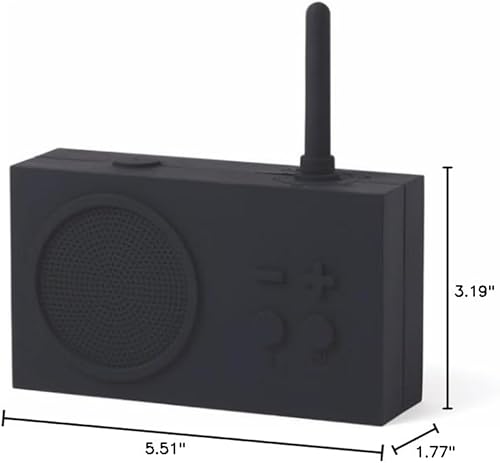 Miniatura 9 de LEXON - TYKHO - Radio FM 3, altavoz Bluetooth, 5 W, a prueba de salpicaduras IPX4, autonomía 20 horas, funda de goma de silicona, color negro