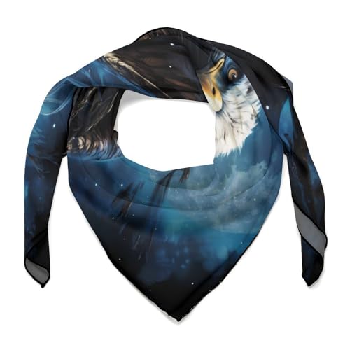 Image of SMAZDFXX Bald Ea-gle Under Moon Fashion Neckerchief Neck Hair Bandana Printed Headsc