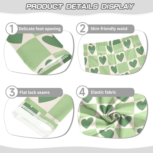 Cartoon Green Hearts Girls Leggings Soft Comfortable Athletic Leggings Dancing Pants for 4-10 Years3