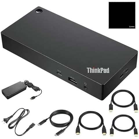Lenovo ThinkPad Universal Thunderbolt 4 Dock (40B0) DK2131 + UltraHD HDMI Cable + 2 Displayport Cables + Connectivity Bundle Docking Station Cover