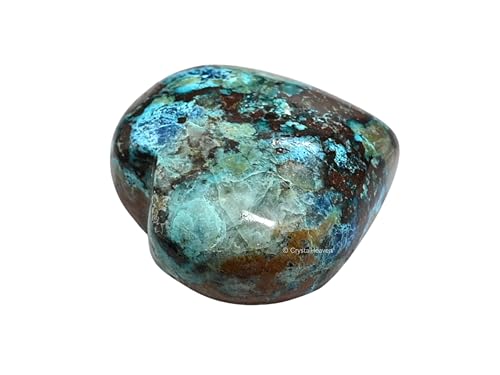 Image of Crystal Heaven Certified Chrysocolla Heart Palm Pebbles Stones For Anxiety Stress Relief Massage - Aaa Grade Original Healing Gemstone Agate Heart Palm Stone For Yoga Meditation Spiritual