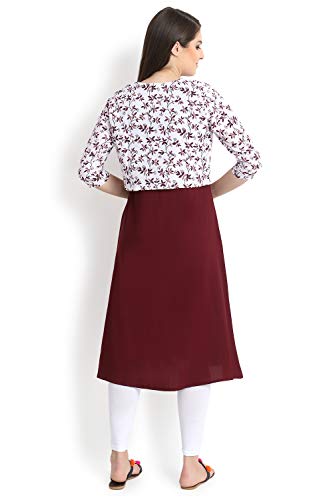 Image of Women's Crepe Jacket Kurta (ALC4045 Maroon S)