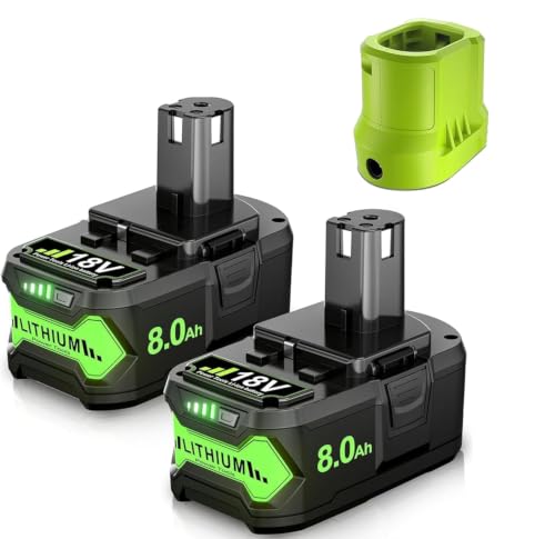 Image of 2Pack 8.0Ah P108 Repacement for Ryobi 18 Volt Battery and Charger Compatible with 18V Battery P102 P103 P104 P105 P107 P109 Cordless Power Tool