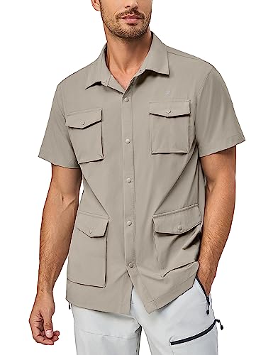 Little Donkey Andy Men's Lightweight Quick Dry Shirts for Hiking Travel Fishing Short Sleeve UPF50 Cargo Pocket