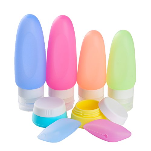 Preisvergleich Produktbild 8 Stück Reise Flaschen Set, Centtechi Travel Bottles Nachfüllbare Auslaufsicher Silikon Reiseflaschen für Shampoo, Lotion, Creme, Spülung und Toilettenartikel Geeignet für Outdoor, Geschäftsreise