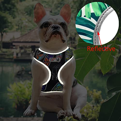 Furrypal Tropical Hawaii Floral Dog And Cat Pet Harness, Outdoor Soft Breathable Fleece (Black, M) #TOP2