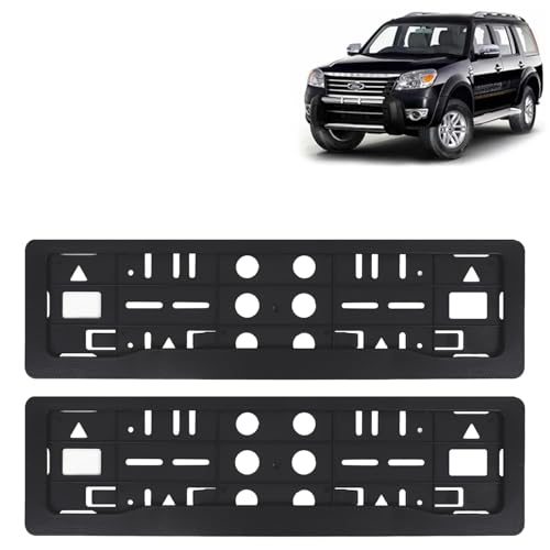 Image of KINGSWAY Endeavour Car Number Plate Frames for All 2009 to 2015 Models of Ford Car Registration Plate Holders, Black Licence Plate Covers (Front and Rear), Universal Size 51.5 x 14.5 cm