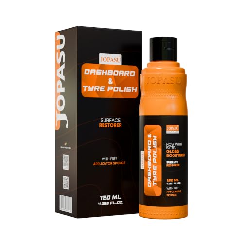 Image of Jopasu Dashboard & Tyre Polish | 120ml | Multi Purpose - All in one | Dark Shine for Dashboard, Tyres, Vinyl, Plastic | Ultra-Wet High Gloss Finish | Restores Interiors, Trims & Faded Tyres