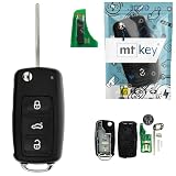 Funk Schlüssel Klappschlüssel 434MHZ Ask +Transponder ID48 +Rohling HU66 3 Tasten kompatibel mit Skoda Citigo NF Roomster 5J Superb 3T Yeti 5L Fabia 5J Autoschlüssel