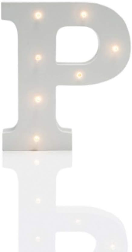 Light Box Letters by Up in Lights - White Wooden Light Up Letters - Alphabet LED Letter Lights for Room Decor, Parties & Festivals - Ideal Light Up Present for Birthdays, Weddings & More - Letter P