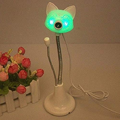 Gatinho de desenho animado moda computador webcam externa USB luz de respiração colorida luminosa de