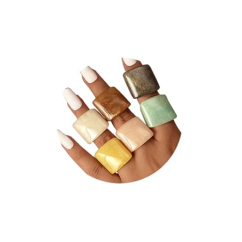 GYRMMUE Multicolor Resin Chunky Rings for Women,Acrylic Plastic Rin Knuckle Finger Cute Trendy Aesthetic Y2k Statement Ring Vintage Simple Geometric Rings Jewelry, Acrylic, acrylic