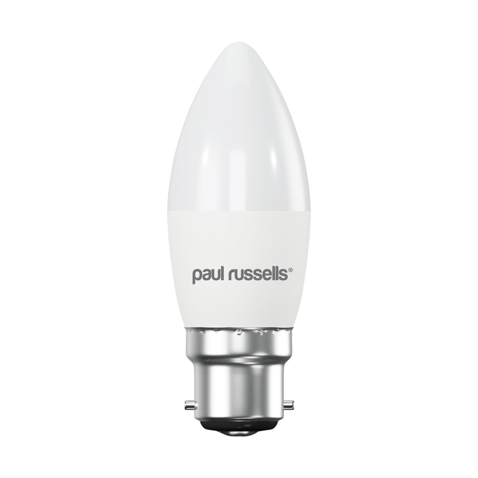 paul russells LED Light Bayonet Cap B22, 60watt Equivalent, 6.5W 806LM LED Bulbs, 6500K Bright Daylight, Frosted C35 BC Candle Energy Saving Non-Dimmable Chandelier Lightbulbs, Pack of 1