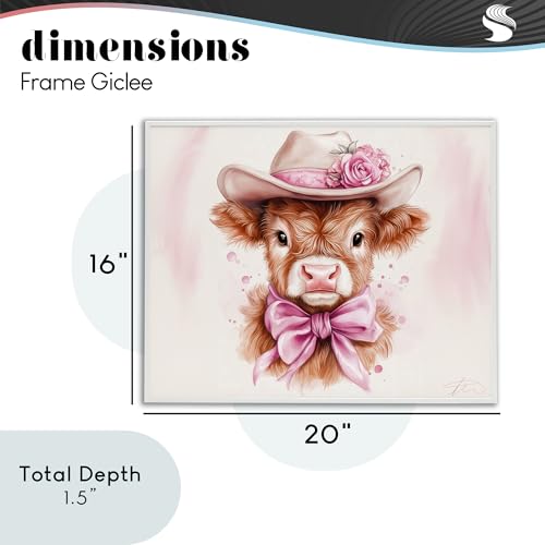 Affiche vache rose de qualité supérieure Stupell cadre blanc mat - 5