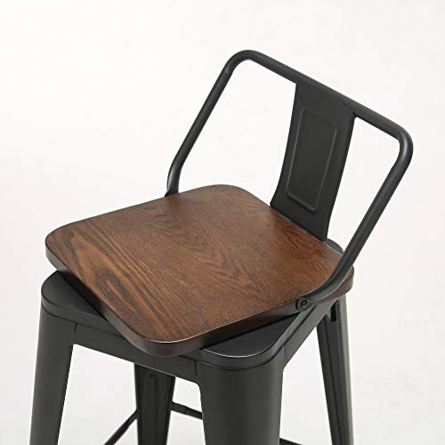 Aklaus 24 Inch Swivel Bar Stools Set Of 4 Metal Bar Stools With Backs Counter Stools Set Of 4 Counter Height Stools Farmhouse Bar Stools 24 Inch, Swivel, Matte Black #TOP6