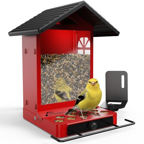 Richbird All-Metal Bird Feeder Wall & Pole Mountable 2.4L Large Capacity Chew-Proof & Weather-Resistant Design Easy to Clean & Fill Wild Birds Feeder for Backyard & Garden for Men Women Gift