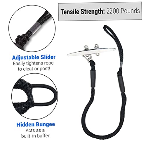 Corde d'amarrage extensible de 4 pieds avec élastique pour bateau et quai