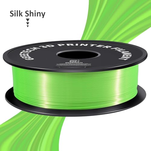 Image of Geeetech Silk PLA Filament 1.75mm 3D Printer Filament Apple Green, Metal-Like Shiny Silk PLA Filament, 1kg (2.2lbs) 1 Spool, Dimensional Accuracy + /- 0.02 mm, Bright Green