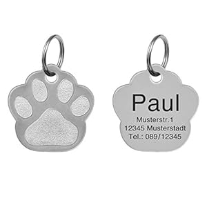 Kultdog Pfote Hundemarke Edelstahl mit Gravur