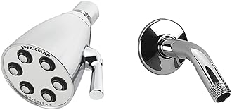 Speakman S-2252 Signature Icon Anystream Adjustable High Pressure Shower Head, 2.5 & S-2520 5-1/2-Inch Brass Arm and Flange, Polished Chrome