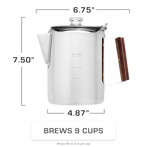COLETTI Bozeman Induction Coffee Maker — Percolator Coffee Pot, Coffee Percolator – Brews 3 Kinds of Ways: Fire, Stovetop, & Induction [9 cup, Induction]