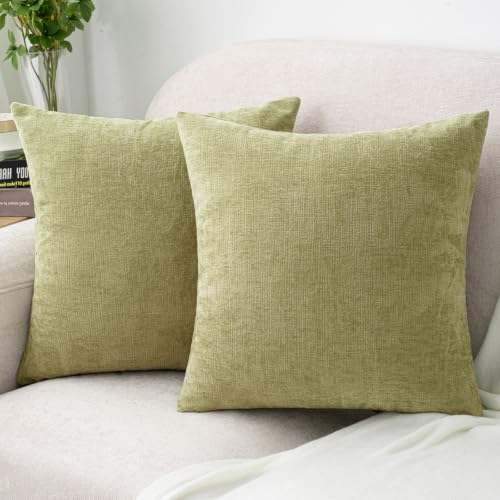 HWY 50 Decorative Chenille Throw Pillow Covers Sage Green 22x22 Inch