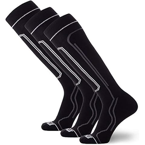 Ultra-Thin Lightweight Ski Socks - Snowboarding Skiing Sock, Merino Wool - black - Large Cover