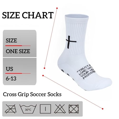 6 Pairs Cross Grip Soccer Socks for US 6-13 - Anti-Slip Christian Socks with Bible Verse, Jesus Sports Sock for Training4