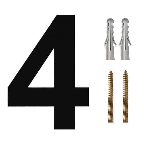 Hbaldtedc One Color House Door Numbers， 15/20/25/30Cm Metal Floating Screw Install Doorplate Address Sign Plate Outdoor Street Door Plaque Number(25Cm No.4)