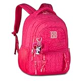 Mochila Feminina Juvenil Escolar Costa RB Original Chaveiro (Rosa)