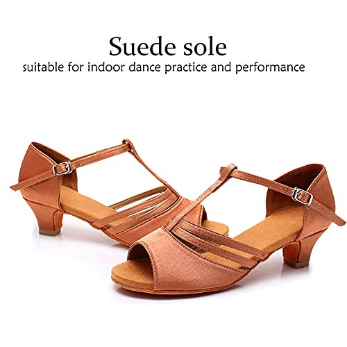 DKZSYIM Women's Satin Latin Dance Shoes Professional Ballroom Salsa Practice Performance Dancing Shoes,Model XGG-Women4