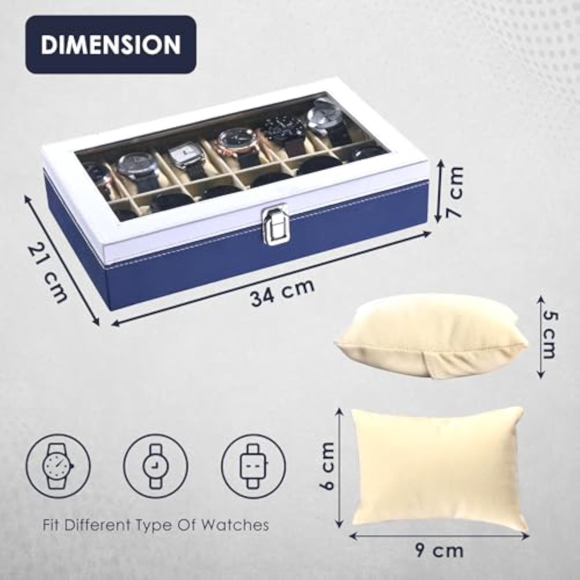Faux Leather See Through 12 Slots Wrist Watch Organiser Box