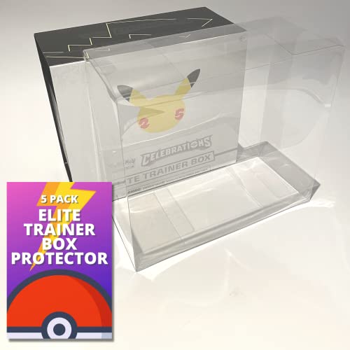 Pokemon Elite Trainer Box ETB Protective Case (5 Pack) - Clear Plastic Display Box for Elite Trainer Box, Convenient, Stackable Storage Solution for Collectors Gifts Pokemon Cards Protector