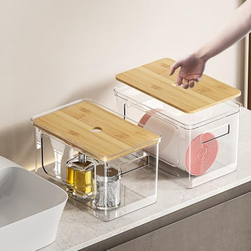 Boîte de rangement empilable transparente gain de place couvercle