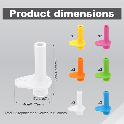 12 Pcs Replacement Bite Valves for Zak, Silicone Nozzle Replacement Parts BPA Free Reusable Straw Cup Lid Accessories Compatible with Zak Designs Kelso 15oz/16oz Water Tumbler Bottle - 1