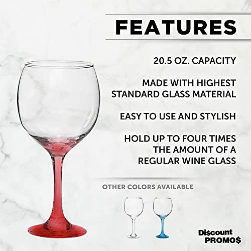Discount Promos Premiere Wedding Wine Glasses 20.5 Oz. Set Of 12, Bulk Pack - Restaurant Glassware, Perfect For Red Wine Or White Wine - Red #TOP1