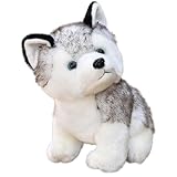 Design Husky réaliste : fabriquée avec une attention particulière aux détails, cette peluche présente des expressions faciales réalistes, des fausses fourrures douces et des marques Husky emblématiques..Une adorable réplique du vrai chien pour des câlins ultimes.