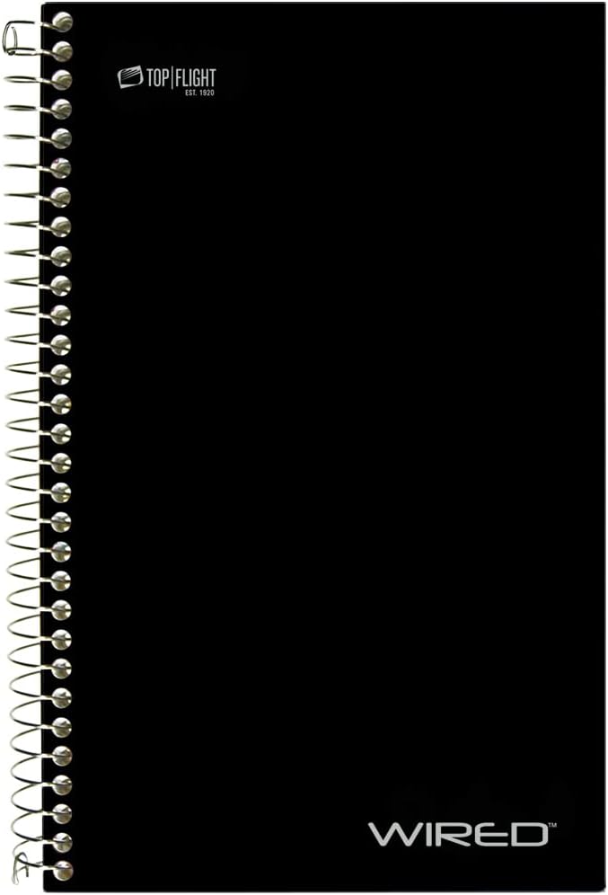 Top Flight Wired 3-Subject Notebook, 120 Sheet