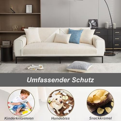Bettschlange Sofa Überzug, Couch Überzug L Form 1/2/3/4 Sitzer, Sofa Cover Sofabezug Ecksofa rutschfeste Sofaschoner… – Ansicht 3