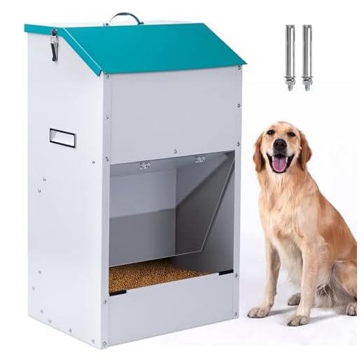 KHEARPSL Automatic Dog Feeder for Large Dogs Outdoor 50Lbs Dog Food Dispenser Dog Feeding Station Galvanized Gravity Feeder Pet Feeder for Large Breed (50lbs)